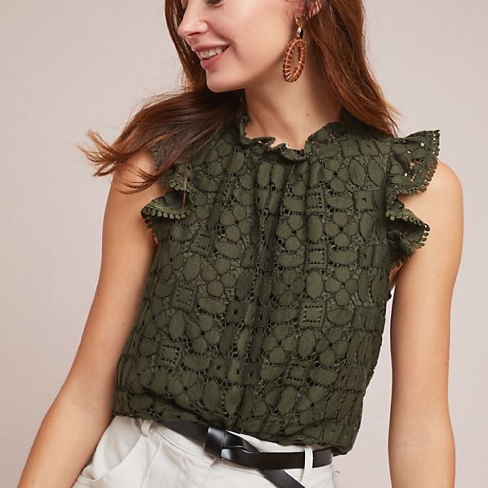 Anthropologie Angelica Flutter-Sleeve Blouse